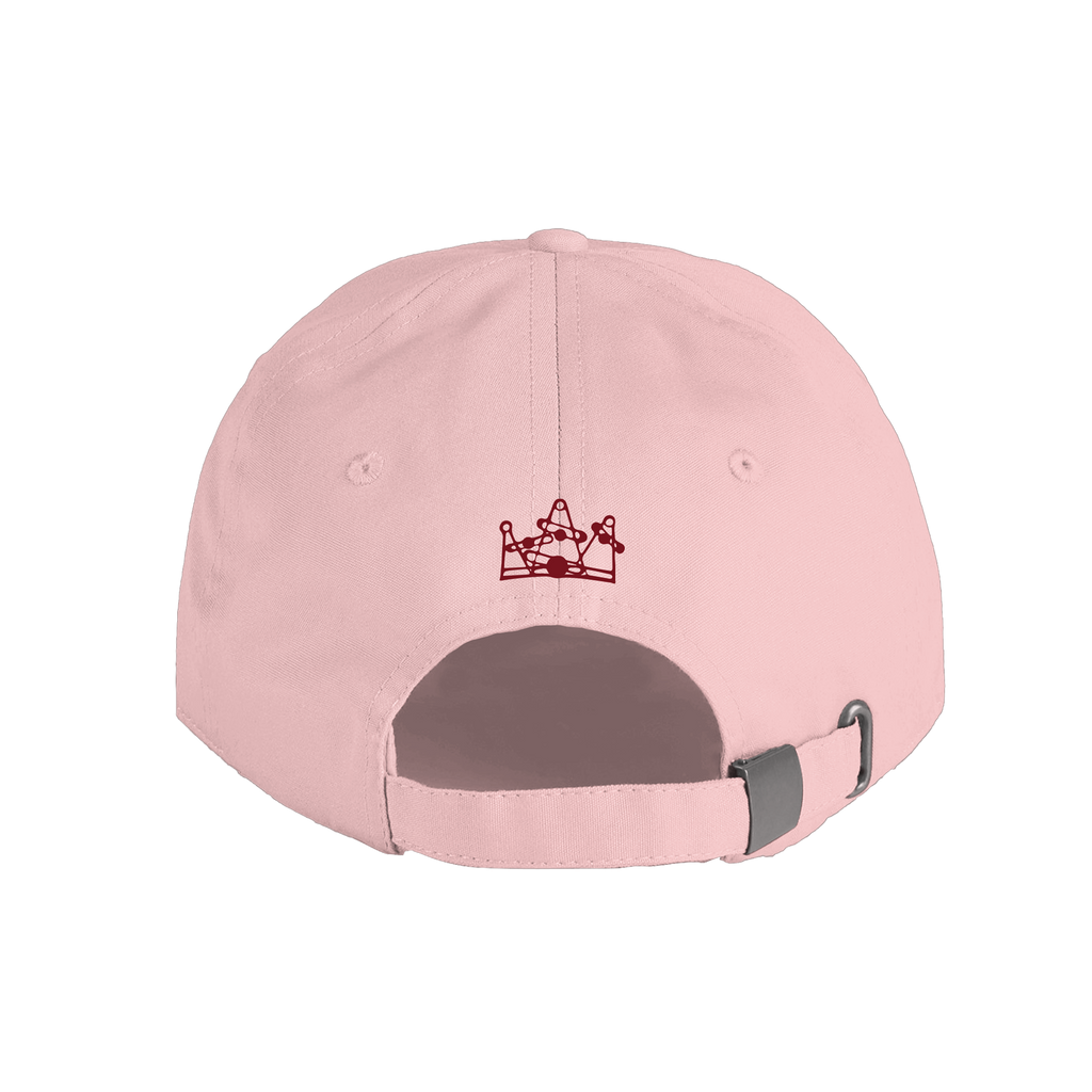 Pink Baby Queen cap with a red logo on the back