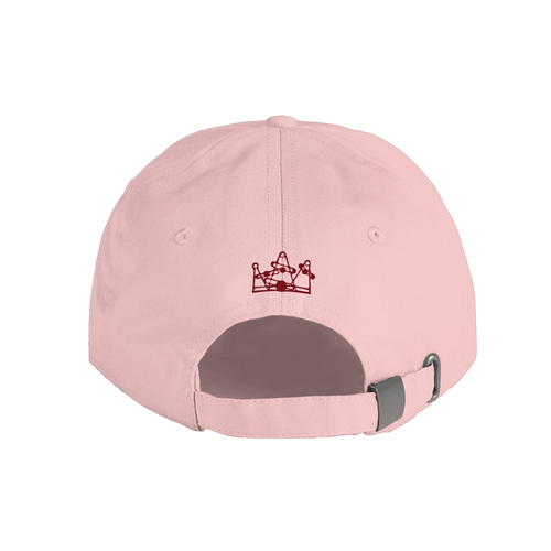 Pink Baby Queen cap with a red logo on the back