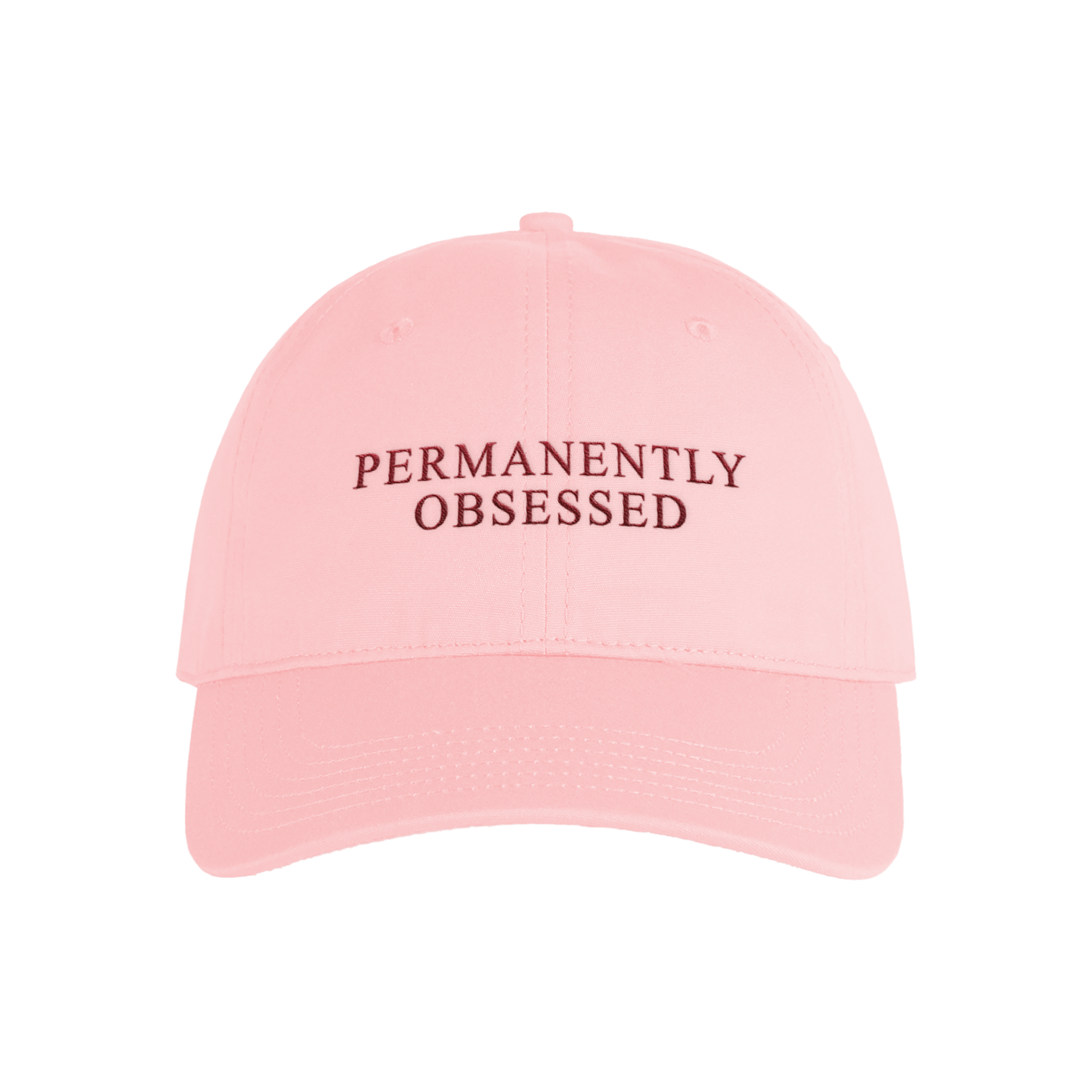 Pink Baby Queen cap with 'PERMANENTLY OBSESSED' text