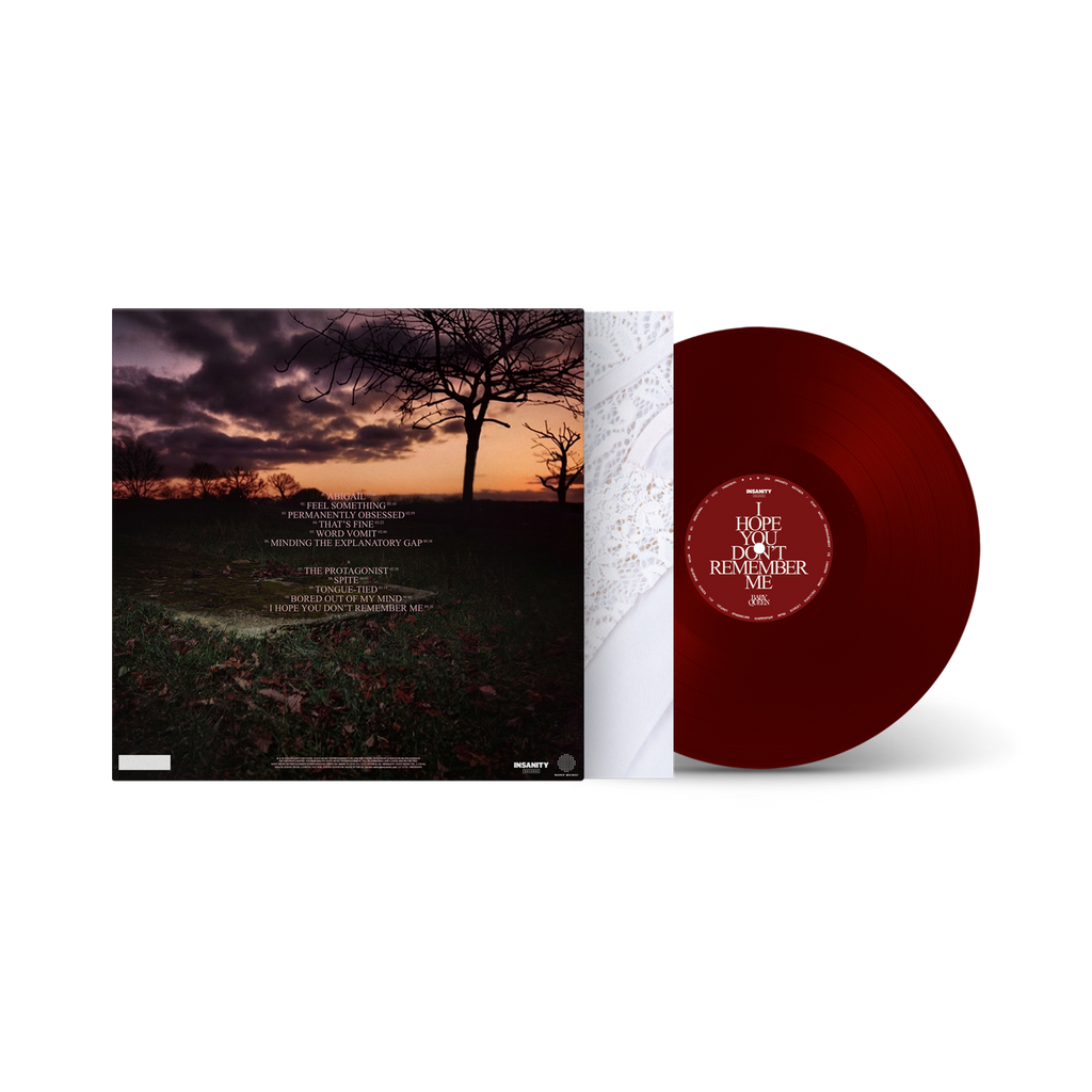 Baby Queen 'I Hope You Don't Remember Me' Store Exclusive Signed Oxblood Red Vinyl back view.